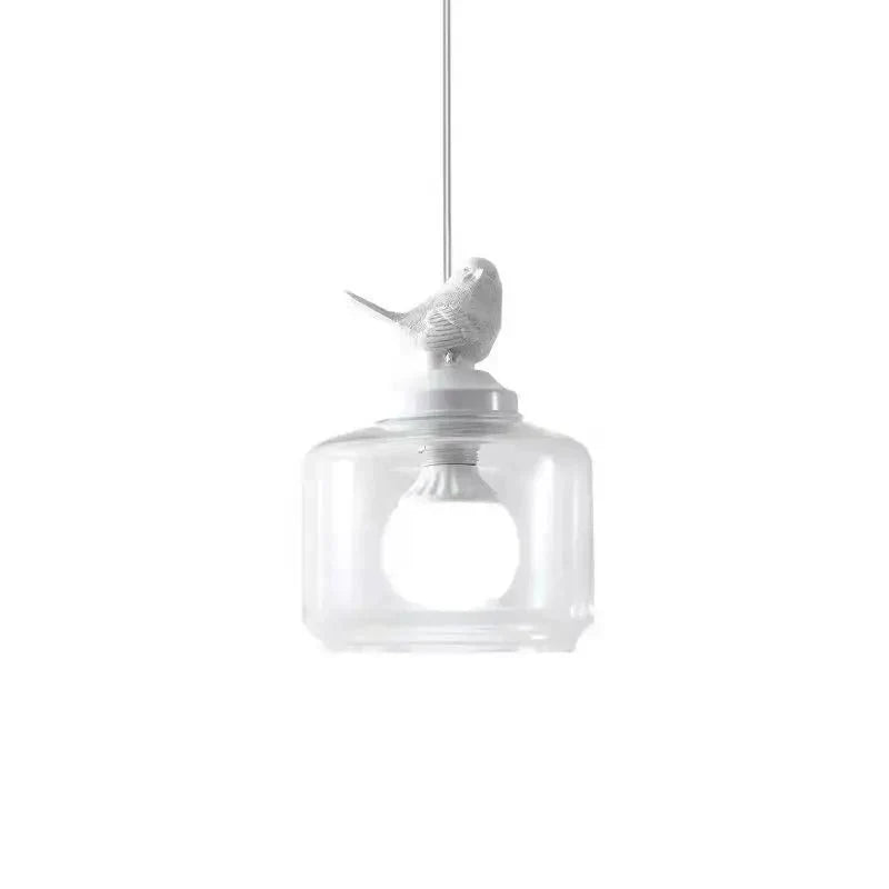 Bird Pendant Lamp | Glass-Stone Ceiling Light with Bird Motif | E27 LED Lamp | Modern Decorative Lighting | 20 cm
