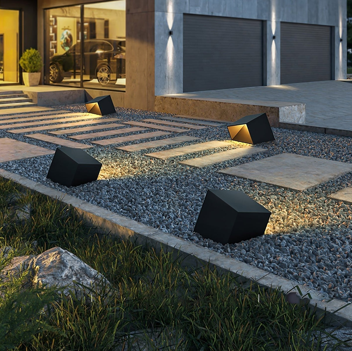 Cube Garden Solar Outdoor Light Compact Design | Integrated LED | Stainless Steel | IP65 Waterproof Patio & Lawn Lighting