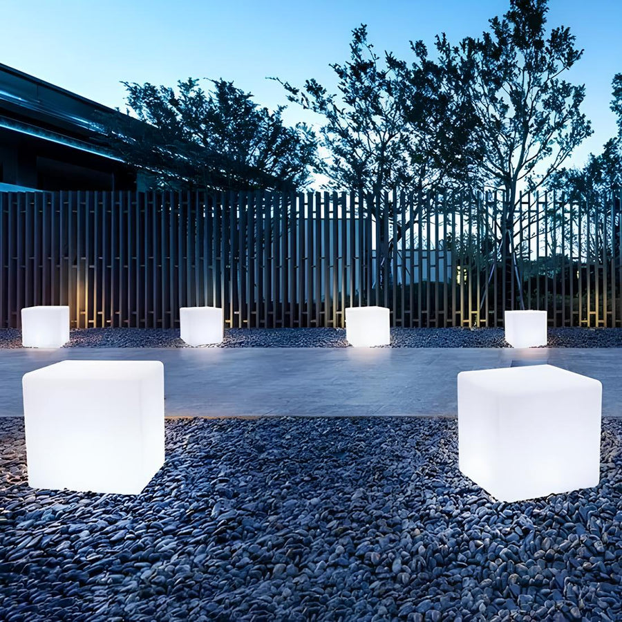 Cubic Garden Light Modern Cube Design | Rechargeable LED | USB & Solar Powered | Indoor & Outdoor Lighting