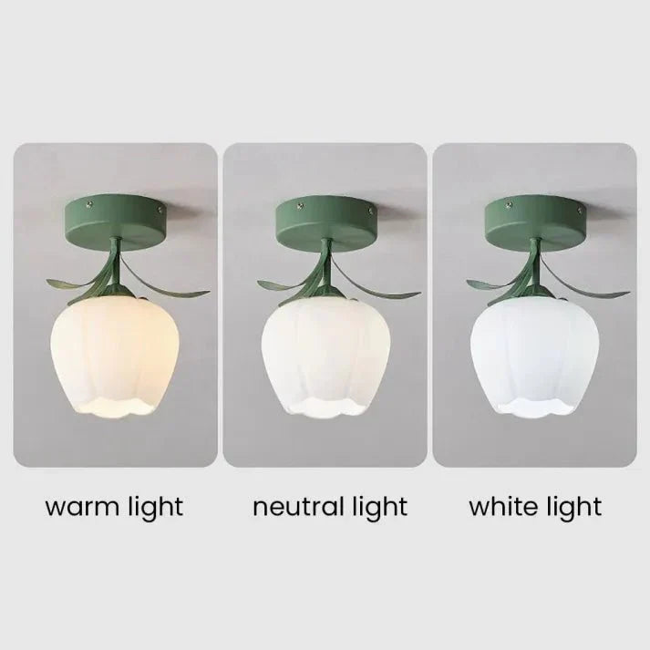 Simple Tiffany Ceiling Lamp with Mini Flowers