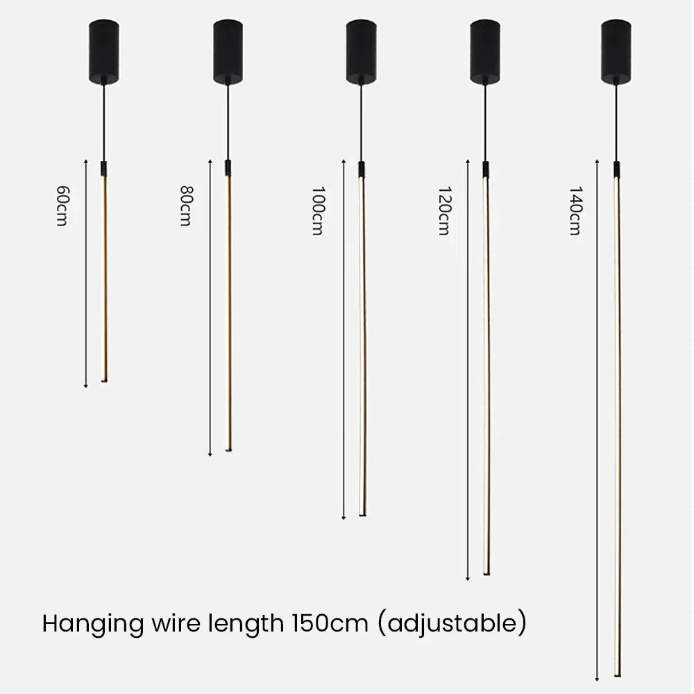 Minimalist Long LED Pendant Lamp Aluminum | Slim Linear Ceiling Light | Iron Frame | Modern LED Hanging Light | 110V-120V