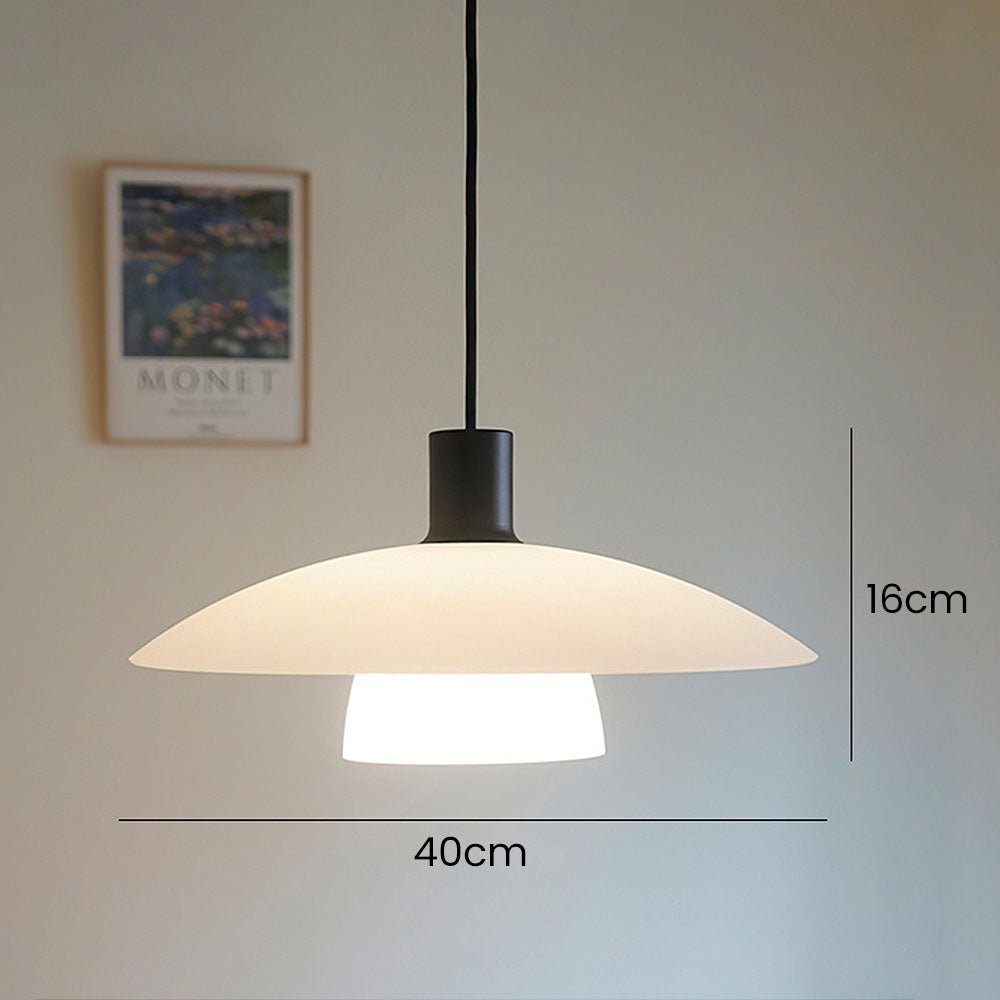 Minimalist Hanging Lamp of White Layered Glass