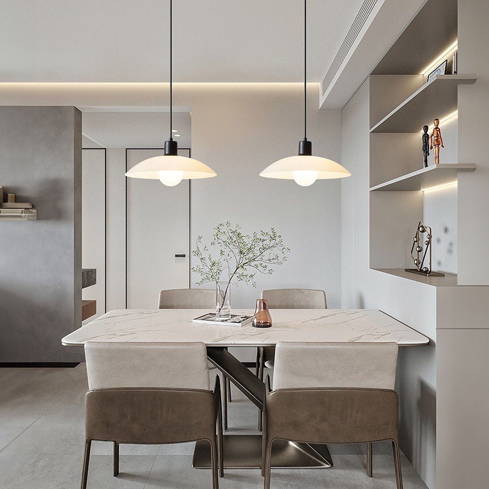 Minimalist Hanging Lamp of White Layered Glass