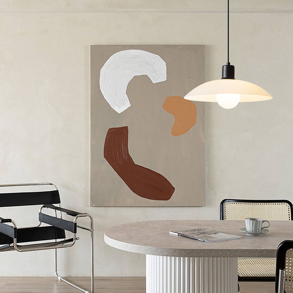 Minimalist Hanging Lamp of White Layered Glass