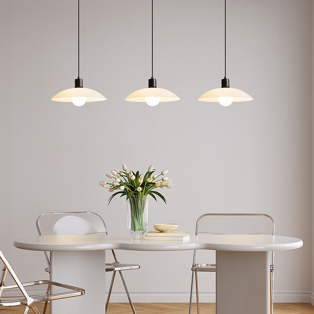 Minimalist Hanging Lamp of White Layered Glass