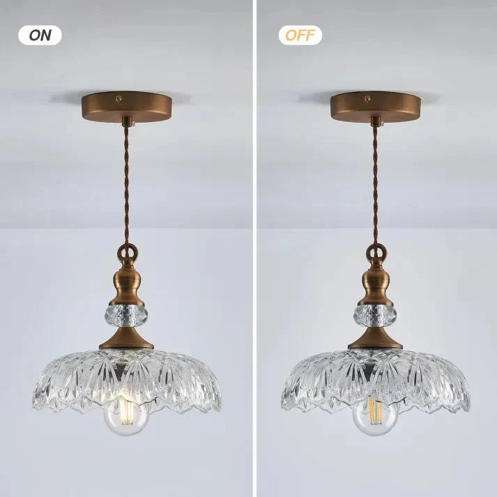 Mid Century Glass Pendant Light Kitchen Island | Mini Retro Ceiling Lamp | Iron Frame | E26 E27 Bulb | Modern Vintage Lighting
