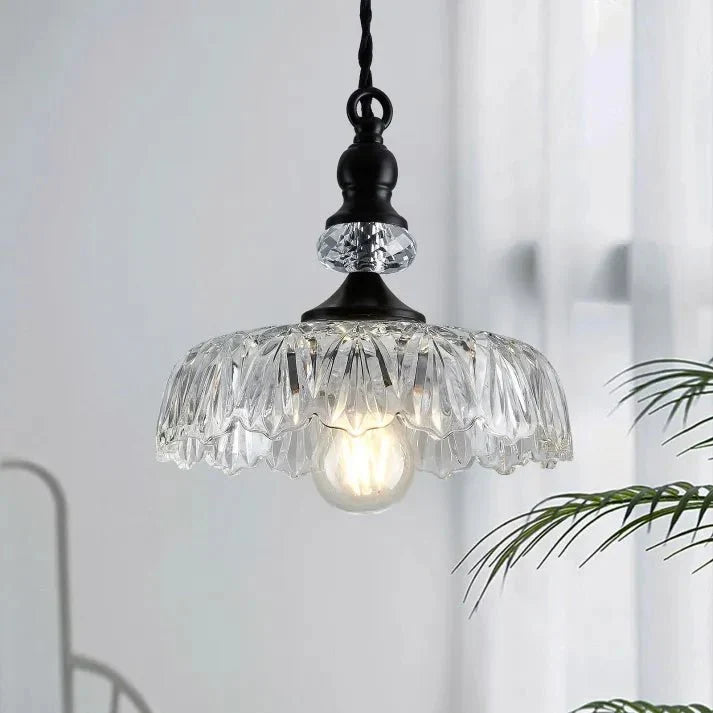 Mid Century Glass Pendant Light Kitchen Island | Mini Retro Ceiling Lamp | Iron Frame | E26 E27 Bulb | Modern Vintage Lighting