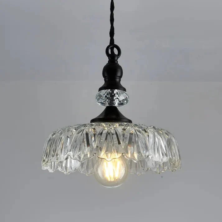 Mid Century Glass Pendant Light Kitchen Island | Mini Retro Ceiling Lamp | Iron Frame | E26 E27 Bulb | Modern Vintage Lighting