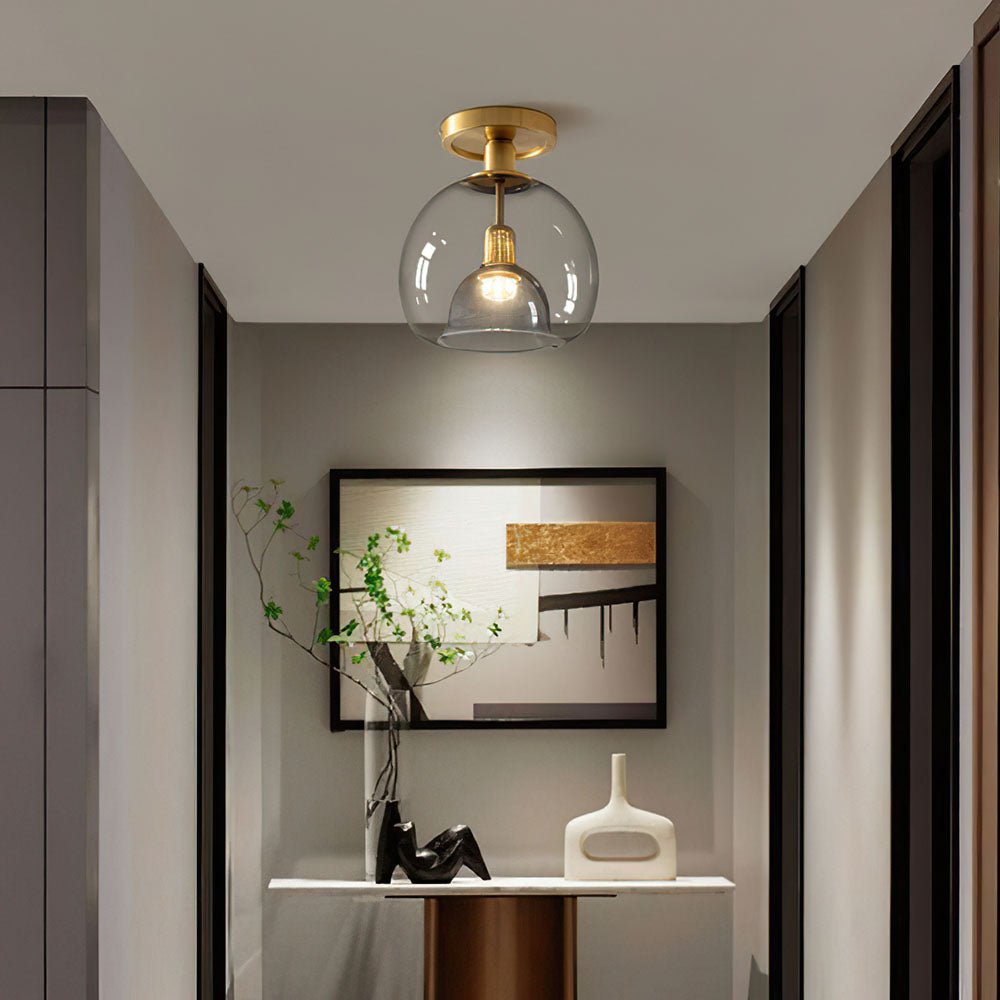 Modern Gray Glass Ceiling Lamp Minimalist Design | E27 Corridor Light Fixture | Indoor Hallway Lighting | 22cm x 28cm