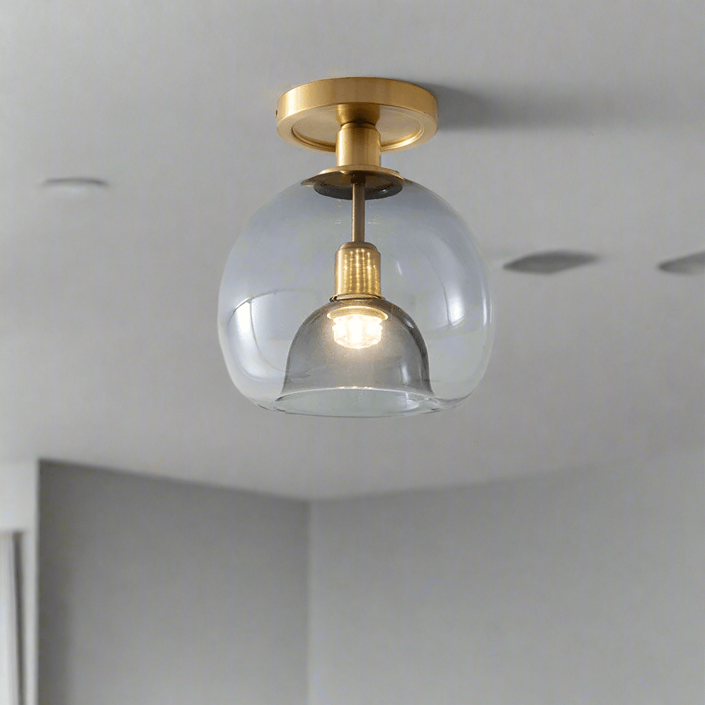 Modern Gray Glass Ceiling Lamp Minimalist Design | E27 Corridor Light Fixture | Indoor Hallway Lighting | 22cm x 28cm