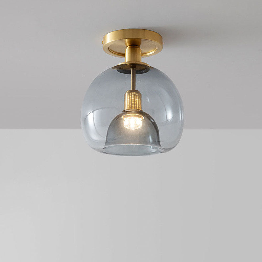 Modern Gray Glass Ceiling Lamp Minimalist Design | E27 Corridor Light Fixture | Indoor Hallway Lighting | 22cm x 28cm