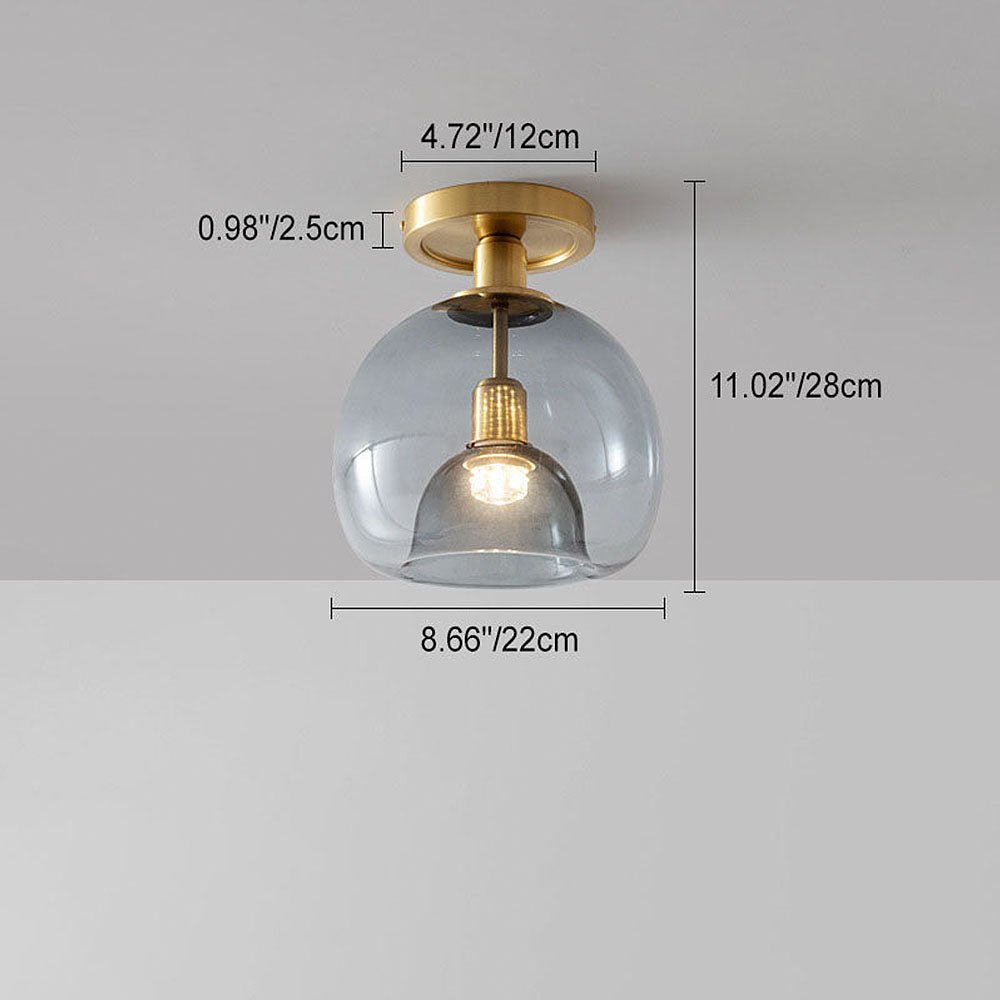 Modern Gray Glass Ceiling Lamp Minimalist Design | E27 Corridor Light Fixture | Indoor Hallway Lighting | 22cm x 28cm