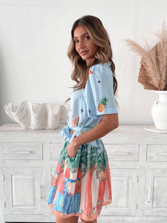 Dames | Dakoda Jurk | Multi | Shirtkraag | Knopen Voor | A-Lijn Rok | Mini Lengte