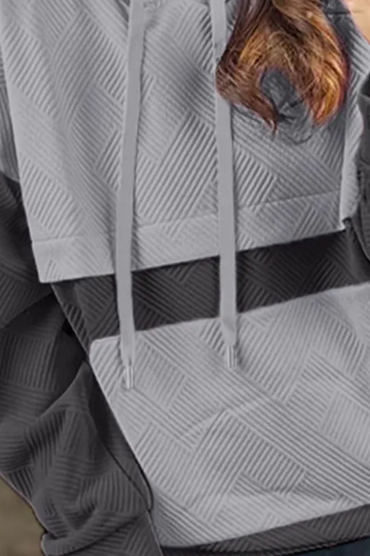 Drawstring Colorblock Long Sleeve Hoodie | Casual &amp; Comfortable | Slightly Stretchy