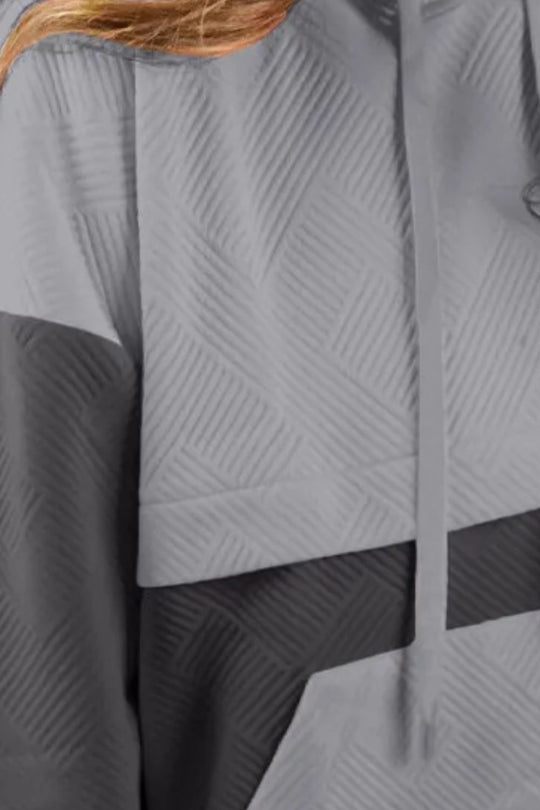 Drawstring Colorblock Long Sleeve Hoodie | Casual &amp; Comfortable | Slightly Stretchy