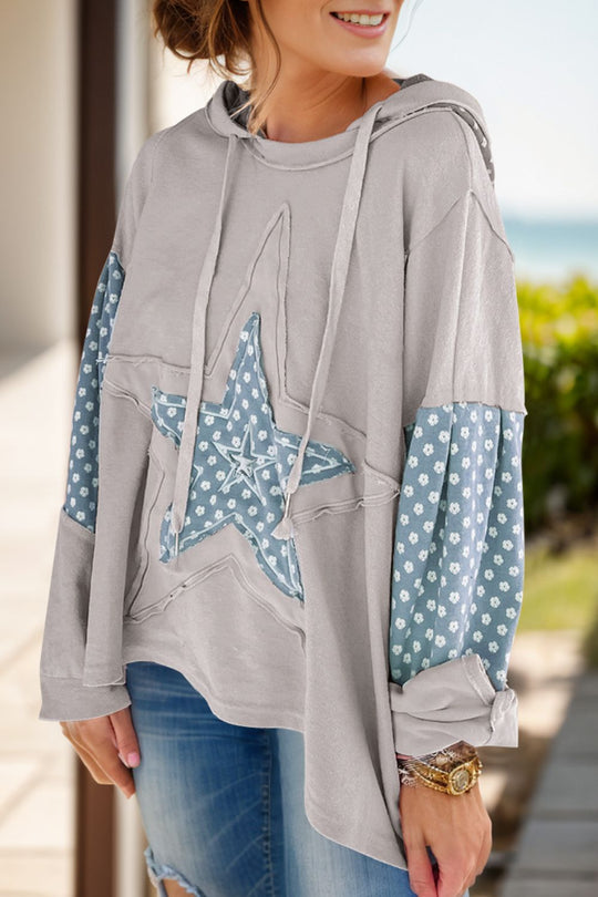 Drawstring Star Long Sleeve Hoodie | Casual &amp; Comfortable | Playful Streetwear Look
