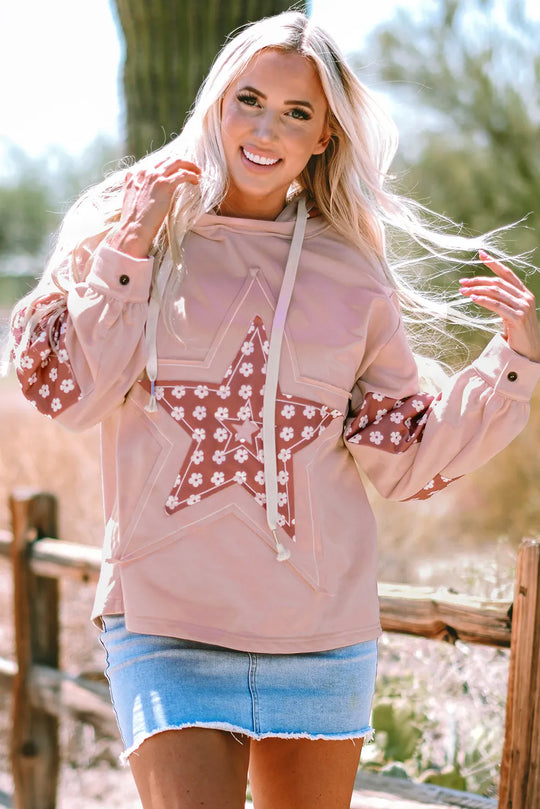 Drawstring Star Long Sleeve Hoodie | Casual &amp; Comfortable | Playful Streetwear Look