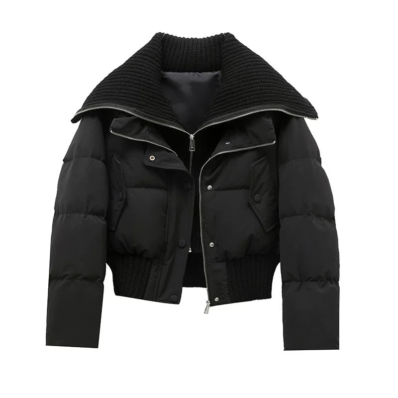 Women's Puffer Jacket - Padded Jacket with Zip, High Collar and Oversized Fit