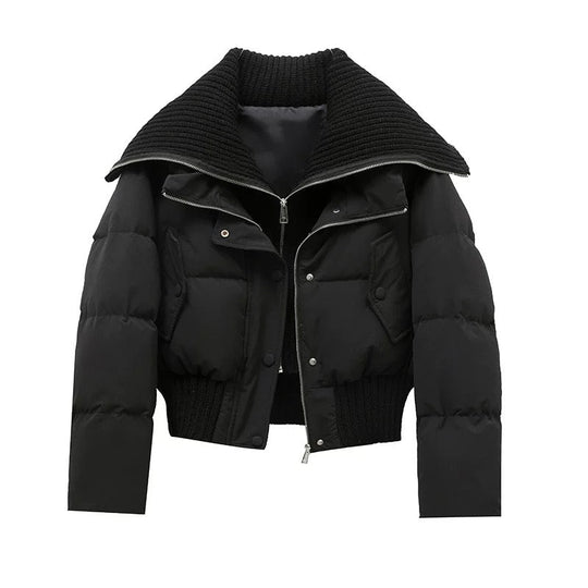 Women's Puffer Jacket - Padded Jacket with Zip, High Collar and Oversized Fit