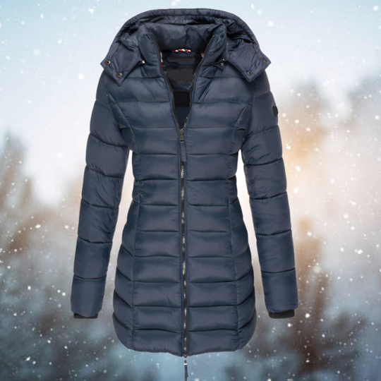 Women's Puffer Winter Coat | Hooded with a Full Zip | Slim Fit