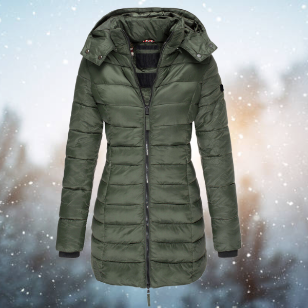 Women's Puffer Winter Coat | Hooded with a Full Zip | Slim Fit