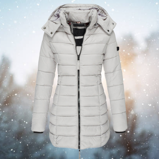 Women's Puffer Winter Coat | Hooded with a Full Zip | Slim Fit