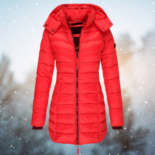 Women's Puffer Winter Coat | Hooded with a Full Zip | Slim Fit