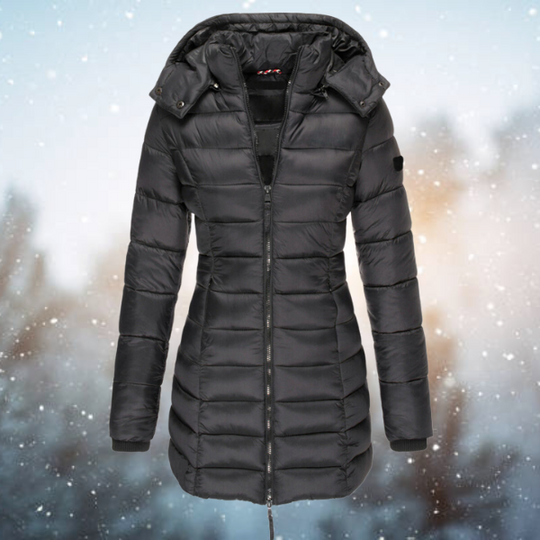 Women's Puffer Winter Coat | Hooded with a Full Zip | Slim Fit