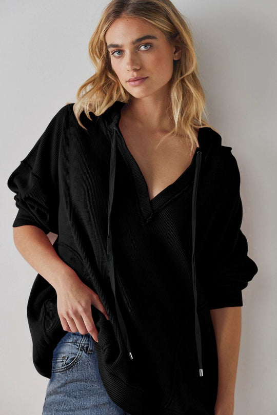 Exposed Seam Drawstring Long Sleeve Hoodie | Modern Casual Hoodie | Comfortable Fit