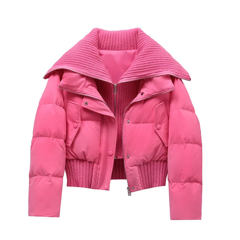 Women's Puffer Jacket - Padded Jacket with Zip, High Collar and Oversized Fit