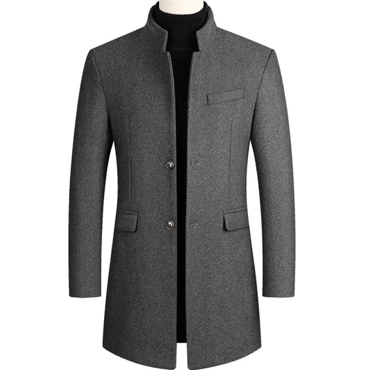 Men's Long Button-Down Coat | Ideal for Formal and Everyday Occasions