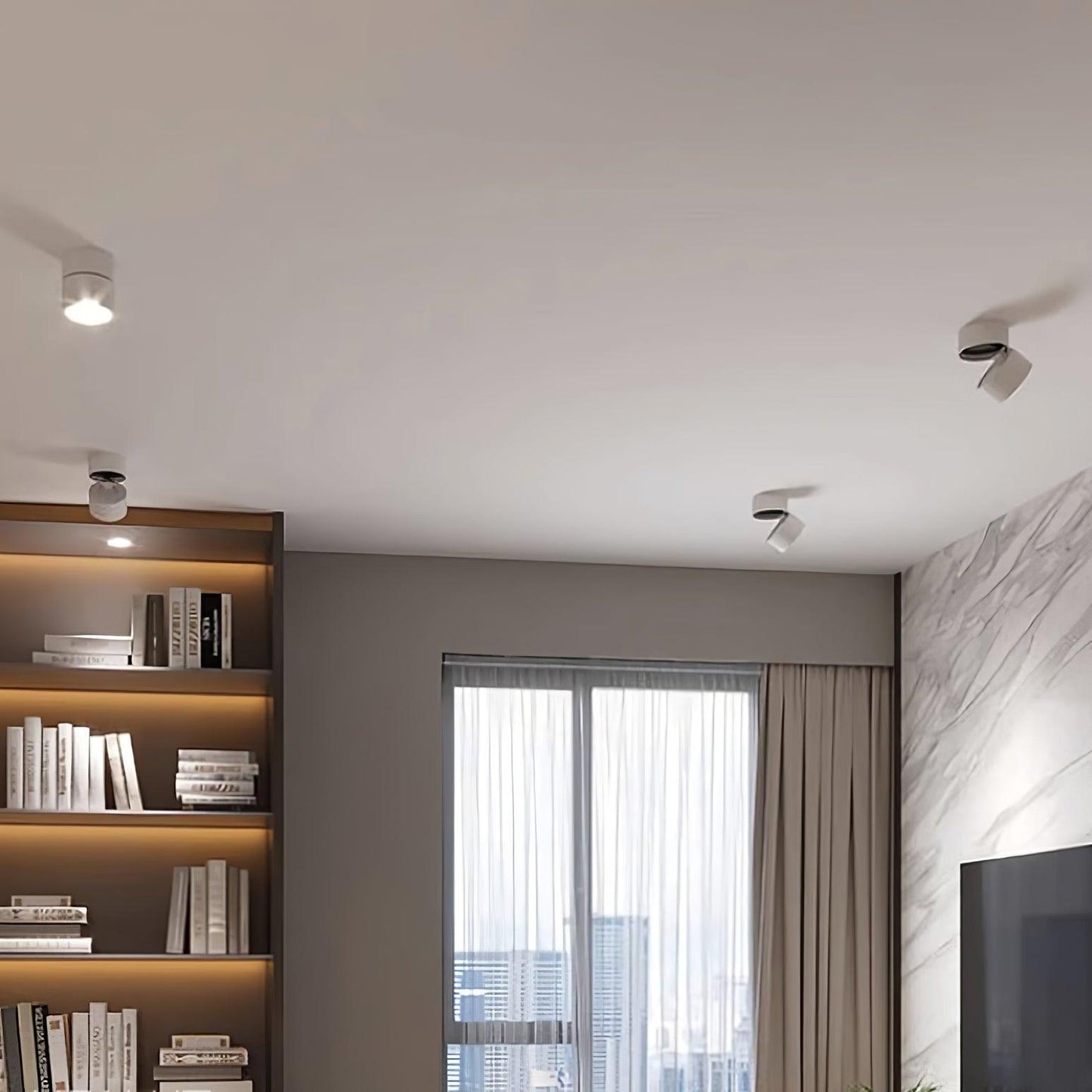 Adjustable LED Ceiling Spotlight Lamp for Artwork & Accent Lighting | Rotatable Surface Mount | Warm White 3000K | Aluminum 10cm