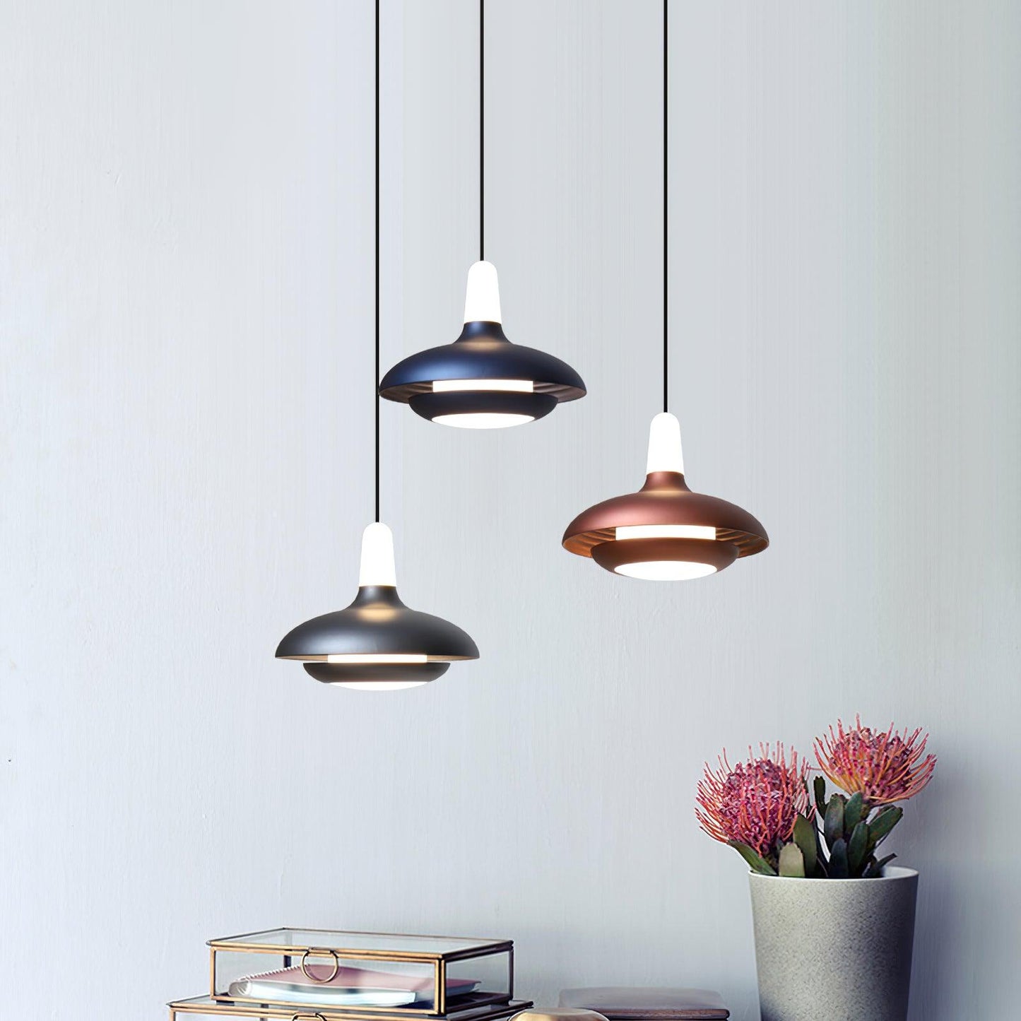 Fiji Pendant Lamp | Aluminum LED Pendant | Warm, Neutral & Cool Light | Modern Tropical Interior Lighting | 18x14cm