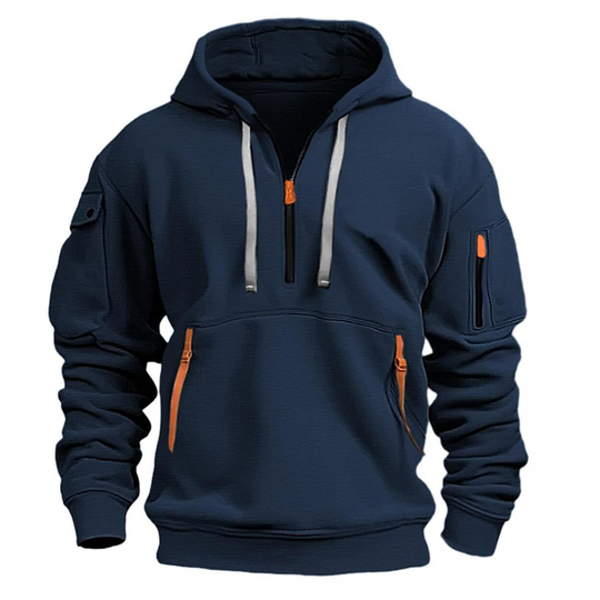 Men's Urban Utility Hoodie with Half Zip and Zip Pockets