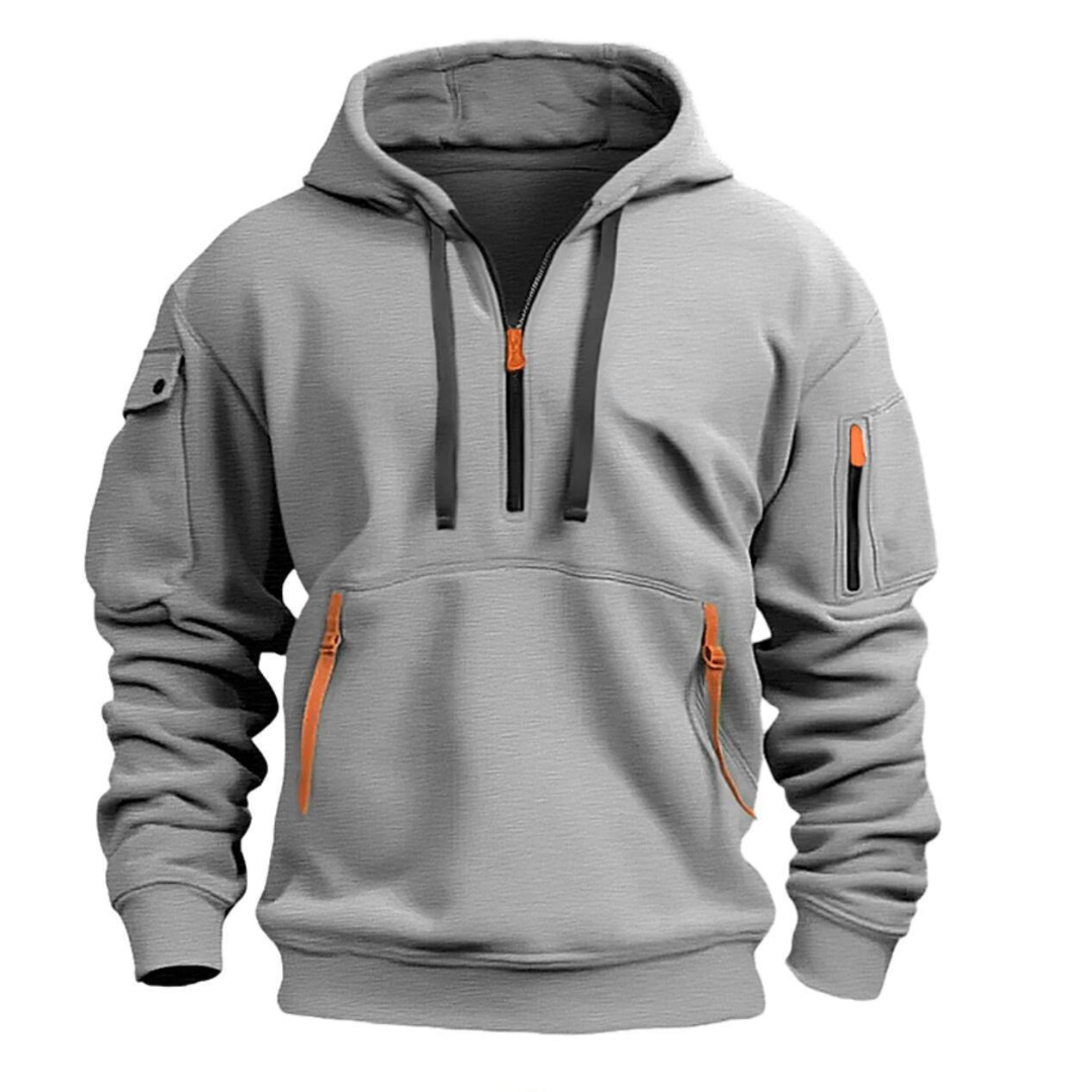 Men's Urban Utility Hoodie with Half Zip and Zip Pockets