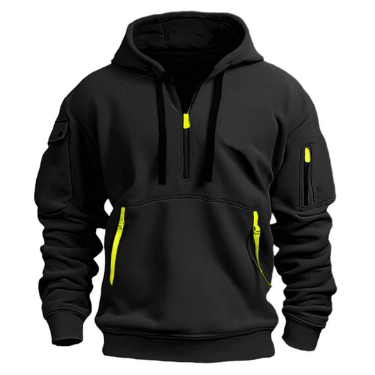 Men's Urban Utility Hoodie with Half Zip and Zip Pockets