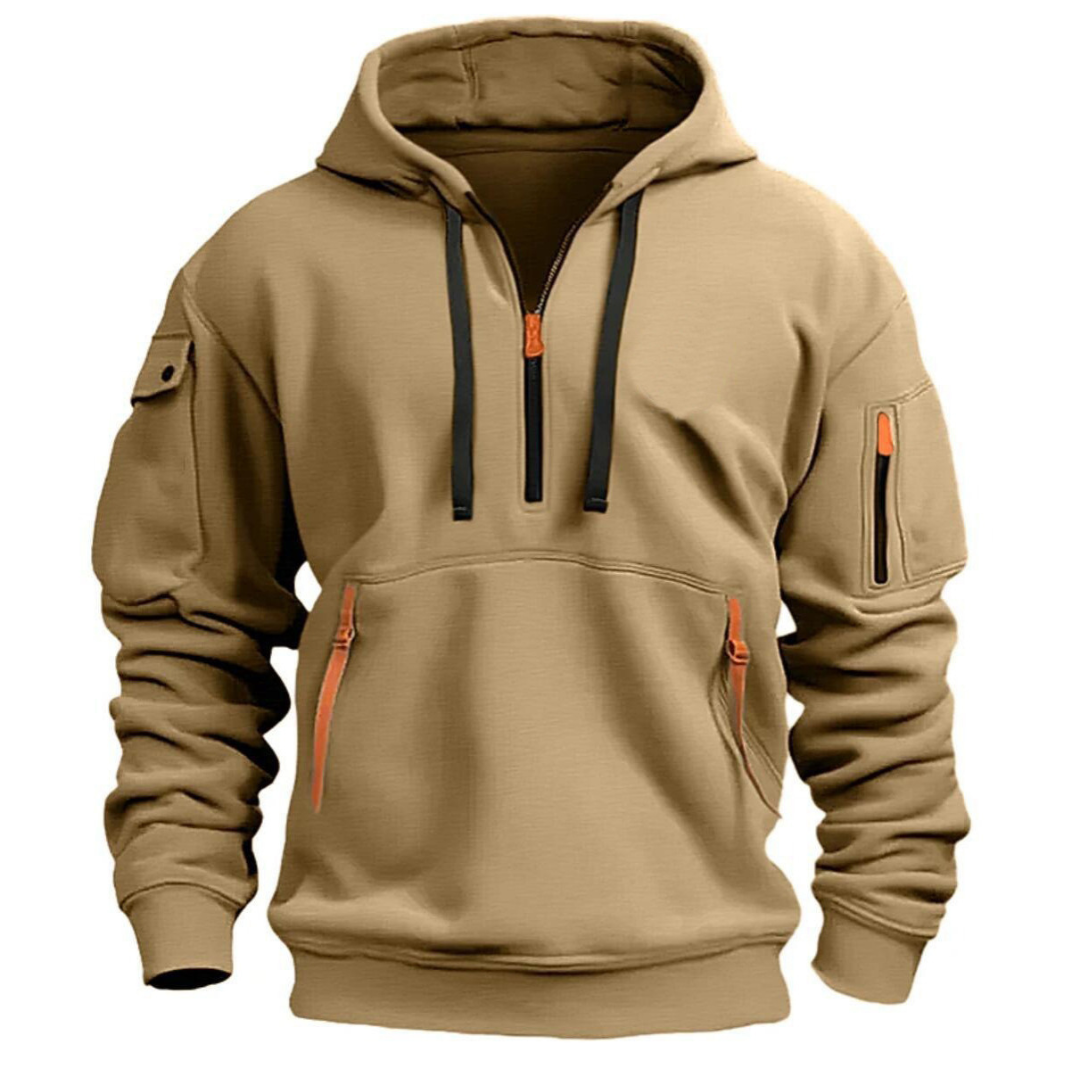 Men's Urban Utility Hoodie with Half Zip and Zip Pockets