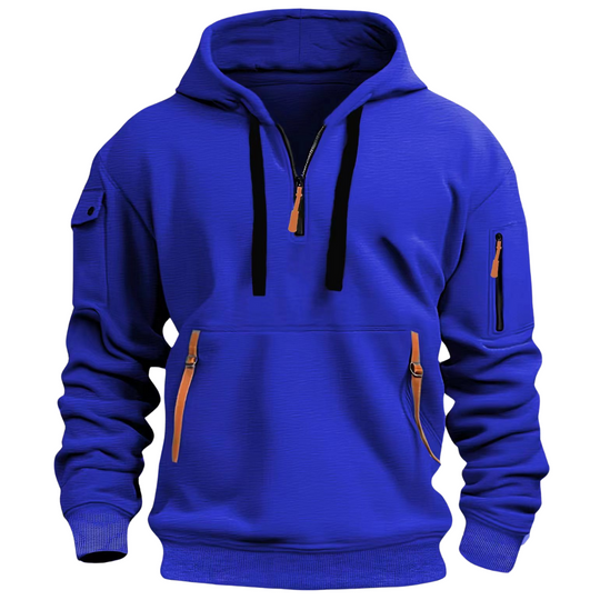 Men's Urban Utility Hoodie with Half Zip and Zip Pockets