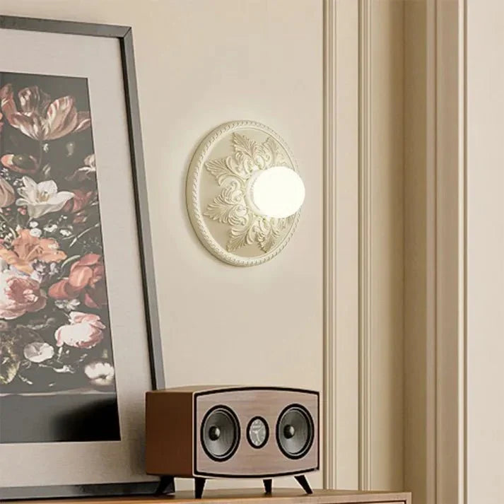 Modern Milky Coffee Wall Lamp for Living Room | Resin & Glass Wall Sconce | G9 Bulb Base | Ambient Interior Lighting Ø30cm