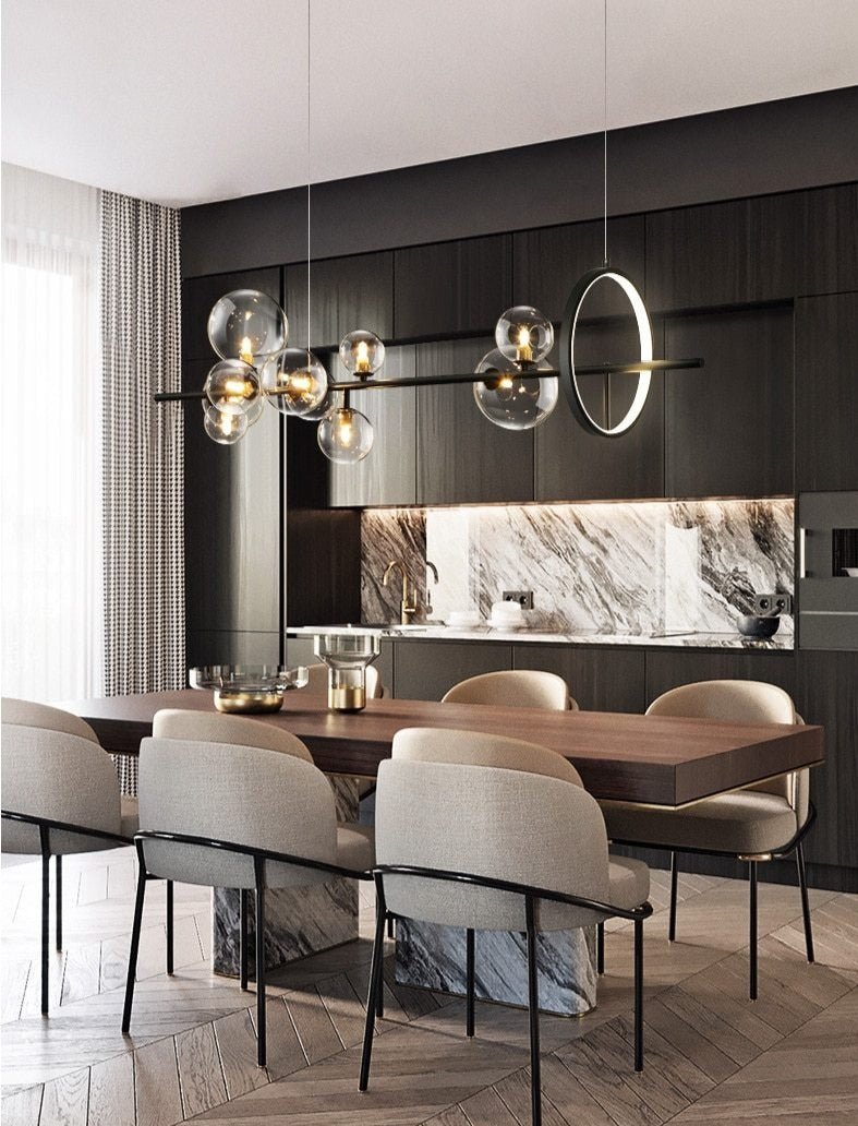 Luxury Glass Bubble Chandelier Macrocosm | Blown Glass Iron | G4 LED | Modern Ceiling Pendant Light | 90–120 cm