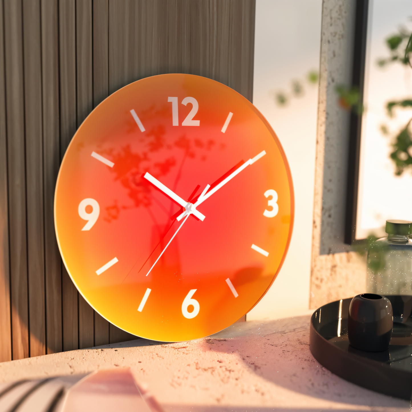Glass Wall Clock Gradient Design | Solvyn Glow Silent Quartz Clock Round 30–35cm | Modern Color Wall Decor | Living Room Kids Room Office