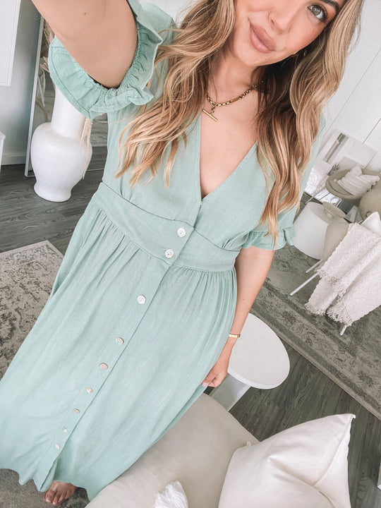 Korbela | Jurk | Midi | V-hals | Korte Mouwen | Franje | Ontspannen Pasvorm | Zwangere Vriendelijk