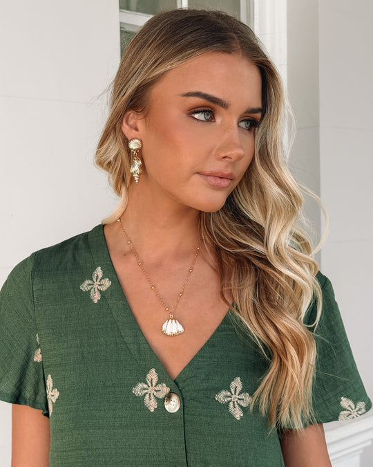 Vrouw | Jurk | V-Hals | Korte Mouwen | Zijzak | Knie Lengte | Print