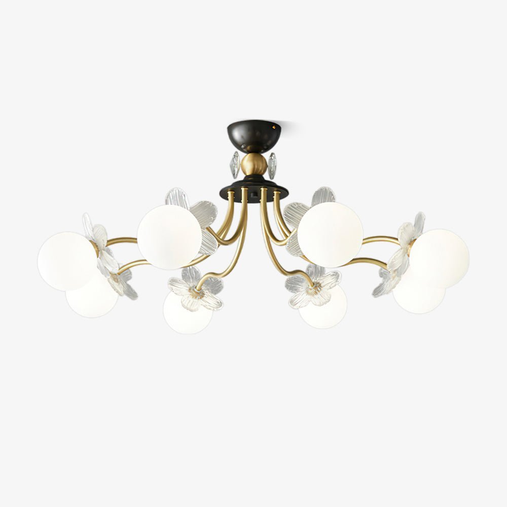Glass Chandelier with Blossom Flower