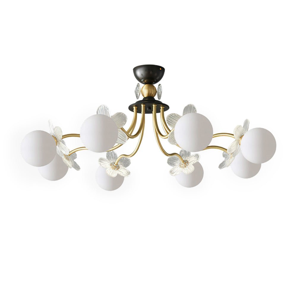 Glass Chandelier with Blossom Flower