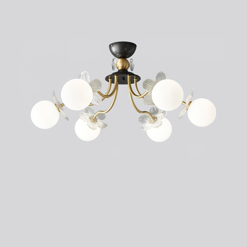 Glass Chandelier with Blossom Flower