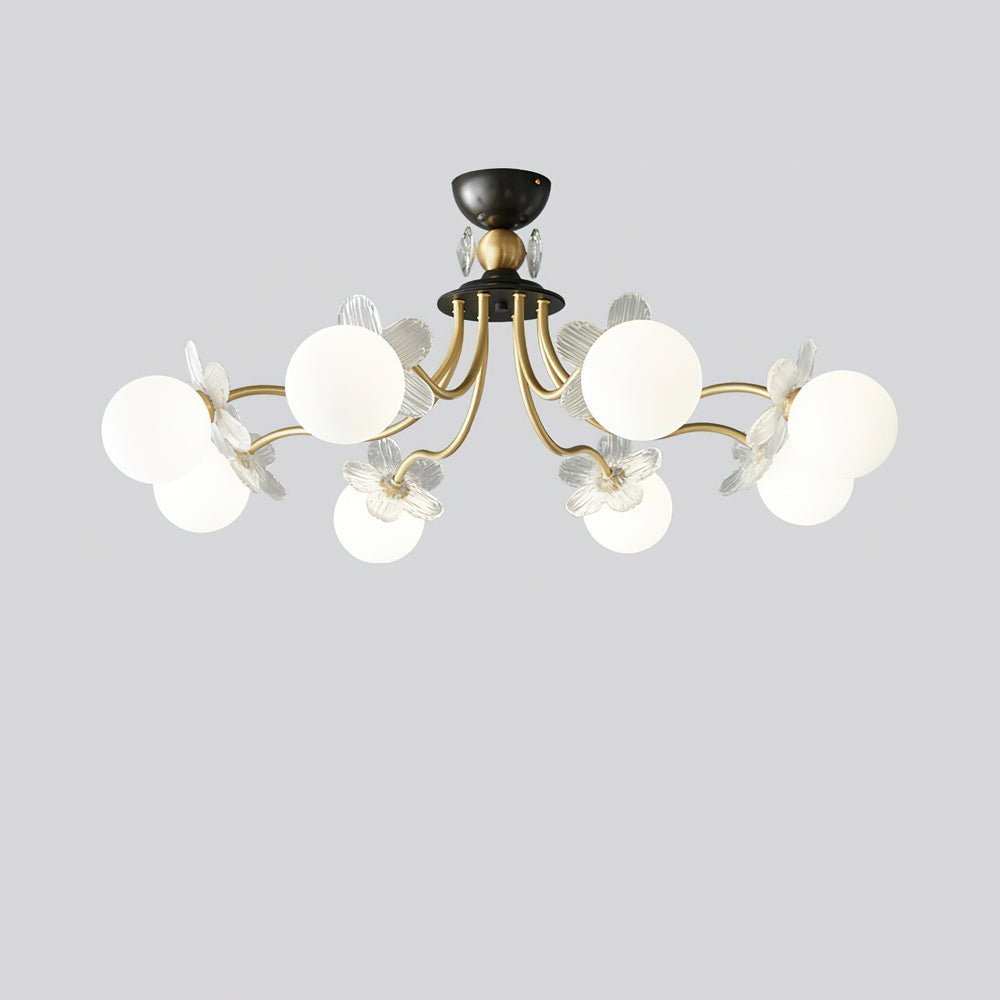 Glass Chandelier with Blossom Flower