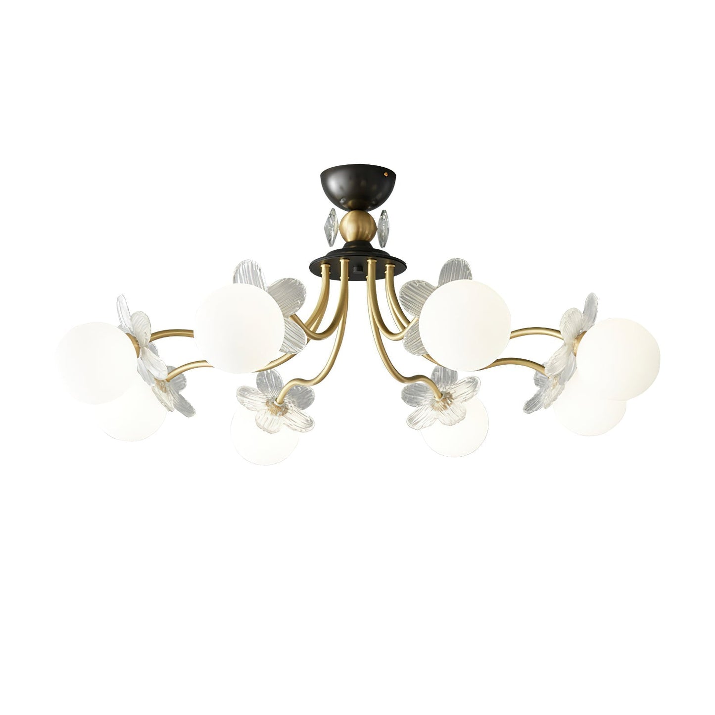Glass Chandelier with Blossom Flower