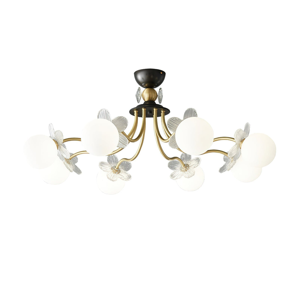 Glass Chandelier with Blossom Flower