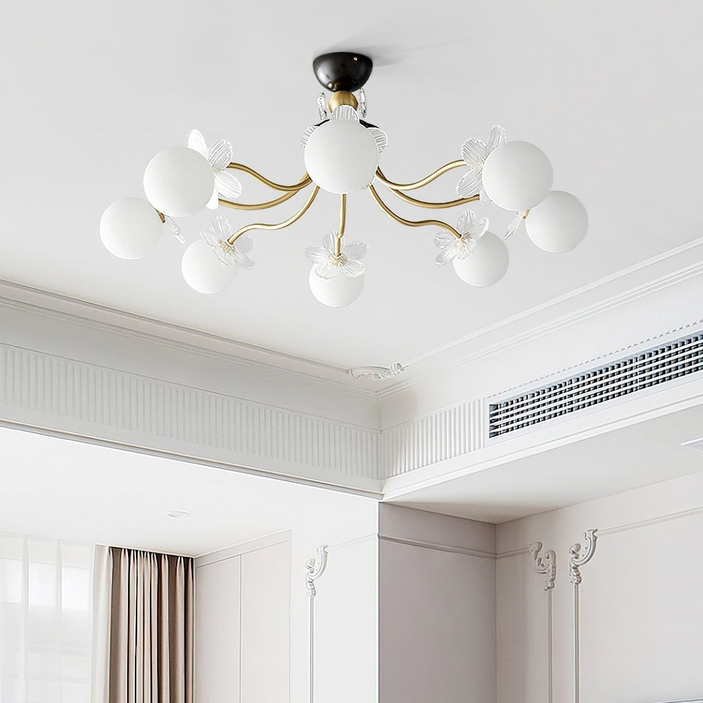 Glass Chandelier with Blossom Flower